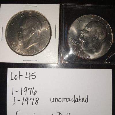 1 1976 and 1 1978 uncirculated