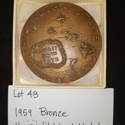 1959 bronze Hawaii statehood medl