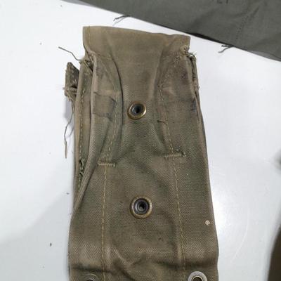Variety of Military issued pouches and Bandoleer bags