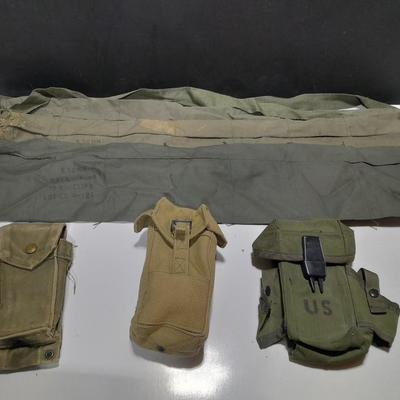 Variety of Military issued pouches and Bandoleer bags