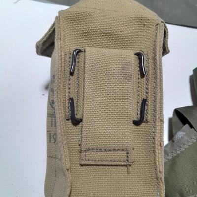 Variety of Military issued pouches and Bandoleer bags