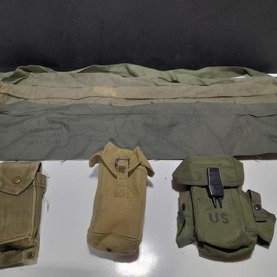 Variety of Military issued pouches and Bandoleer bags