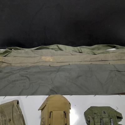 Variety of Military issued pouches and Bandoleer bags