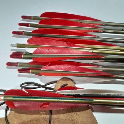 Arrows and wrist guards for a bow - At least a dozen arrows