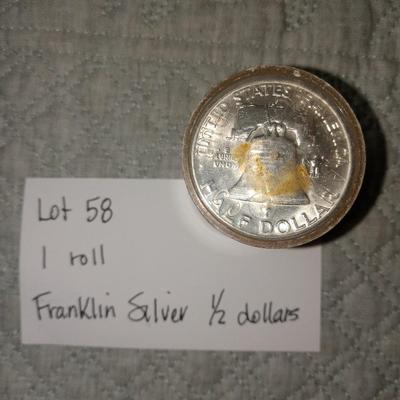 20 Franklin silver 1/2 dollars