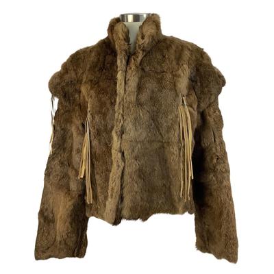 600 Dyed Rabbit Fur Jacket With Suede Tassels
