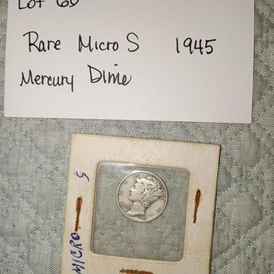 Rare micro S mercury dime 1945