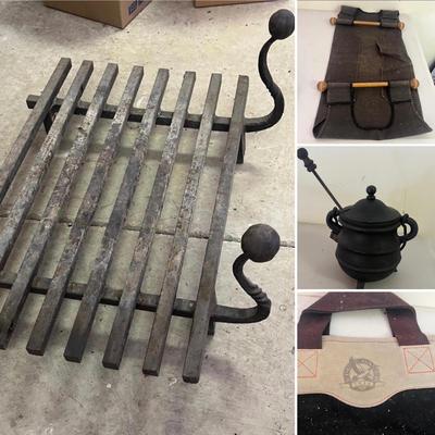 Cast Iron Smudge Pot, Eddie Bauer Wood Bag, Fireplace Grate, & More (G-MG)