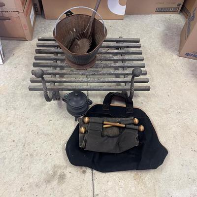 Cast Iron Smudge Pot, Eddie Bauer Wood Bag, Fireplace Grate, & More (G-MG)