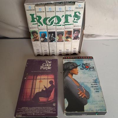 Collection of great movies on VHS - ROOTS - The color Purple - and Poetic Justice