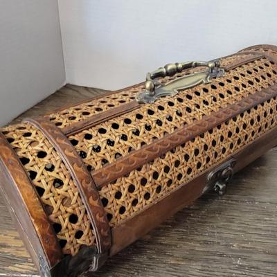 Lions Mask and Wicker Tube Basket