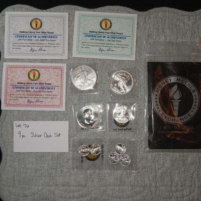 9 pc silver coin collection