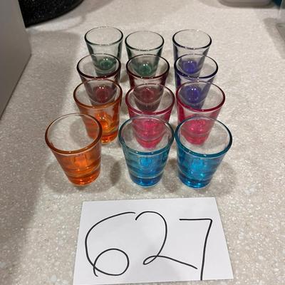 Colorful Assortment Of 12 Shot Glasses