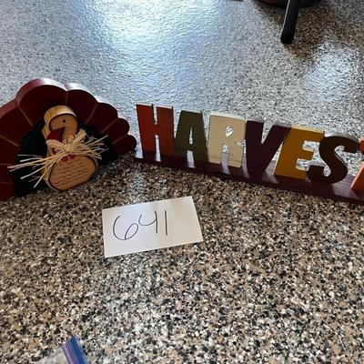 Harvest Sign W/Turkey Sign Decor