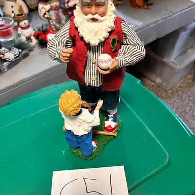 Baseball Santa W/Boy Standing In Front