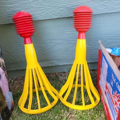 Volleyball set, vintage basket game, box o cups