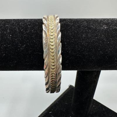 Signed Silver & 14kt cuff bracelet