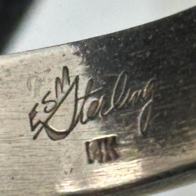 Signed Silver & 14kt cuff bracelet