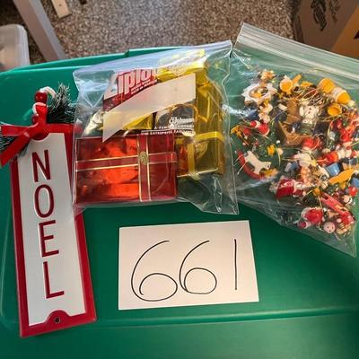 Noel Sign, Mini Vintage Tree Ornaments & Mini Fake Gift Boxes