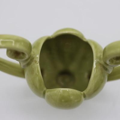 Vintage USA Pottery Green Double Handle Planter