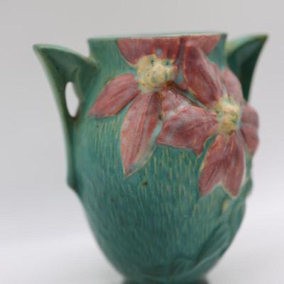ROSEVILLE Pottery Clematis Double Handled Vase, Marked