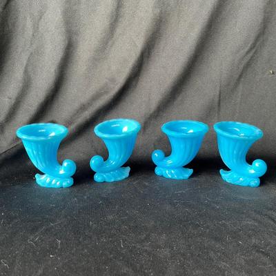 Lot 61 Akro Agate Blue Vases