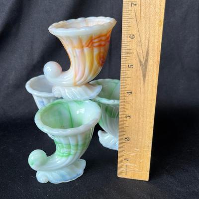 Lot 62 Akro Agate Slag vases