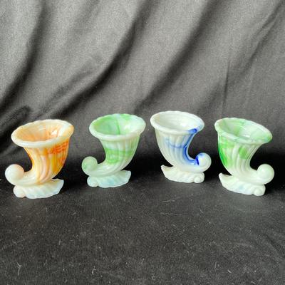 Lot 62 Akro Agate Slag vases