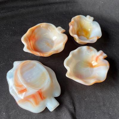 Lot 63 Akro Agate Slag Leaf Ashtrays