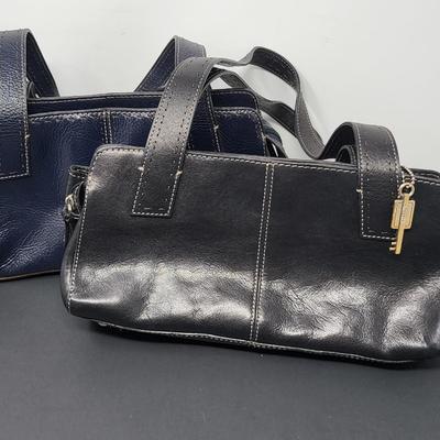 Two Fossil Brand Satchel Handbags Navy & Black