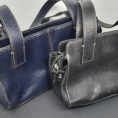 Two Fossil Brand Satchel Handbags Navy & Black