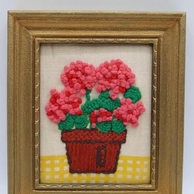 Framed Needlework of Flowers