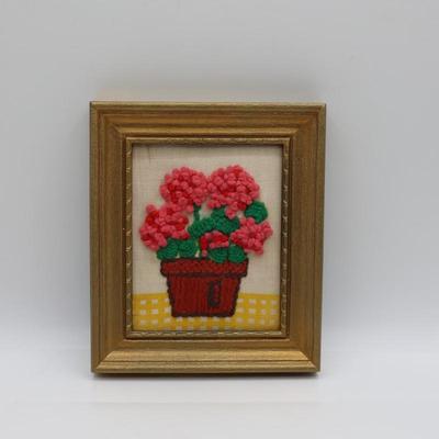 Framed Needlework of Flowers