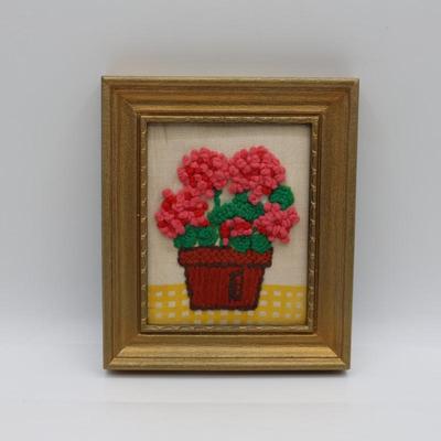 Framed Needlework of Flowers