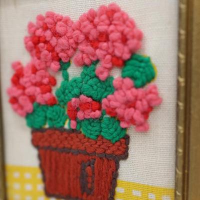 Framed Needlework of Flowers