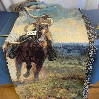 Team Roping Tapestry Throw