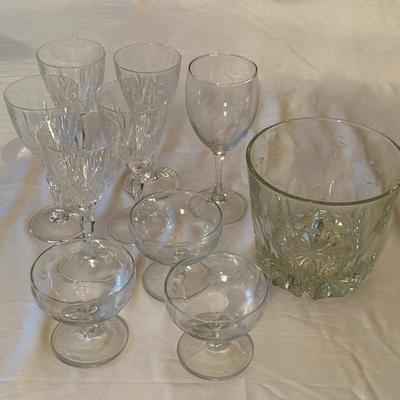 Wine glasses and ice pail