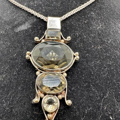 Sterling Smokey topaz colored pendant necklace