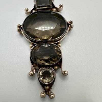 Sterling Smokey topaz colored pendant necklace