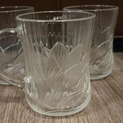 5 Embossed Glass Mugs