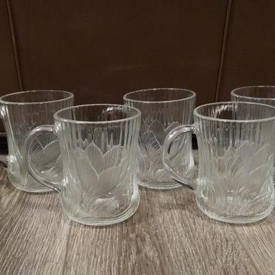 5 Embossed Glass Mugs