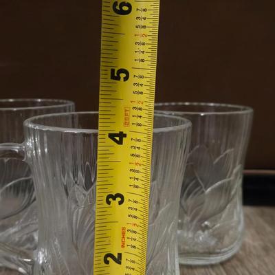5 Embossed Glass Mugs