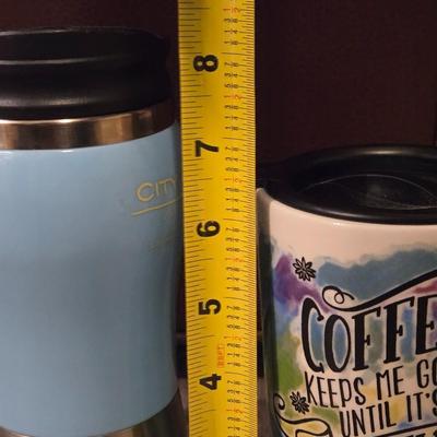Travel Coffee Cups with Lids and Plastic Handled Jar