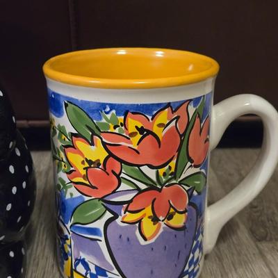 Dept. 56 Polka Dot Bunny Pitcher and (2) Gibson Coffee Mugs