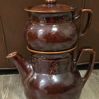 Vintage Ceramic USA Brown Dripolator Teapot/Coffee Pot