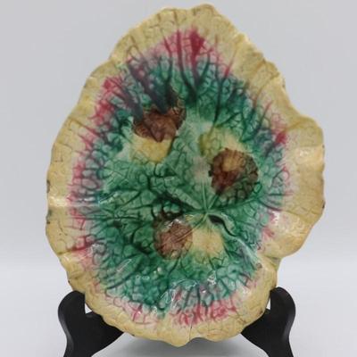 Vintage Griffin Smith & Hill Etruscan MAJOLICA Begonia Leaf Dish