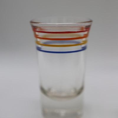 Vintage Shot Glass Set - Set of 6 with Metal Chrome Caddy