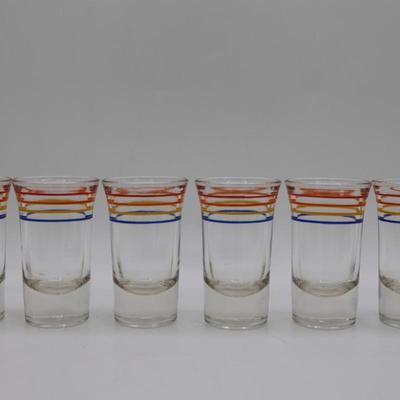 Vintage Shot Glass Set - Set of 6 with Metal Chrome Caddy