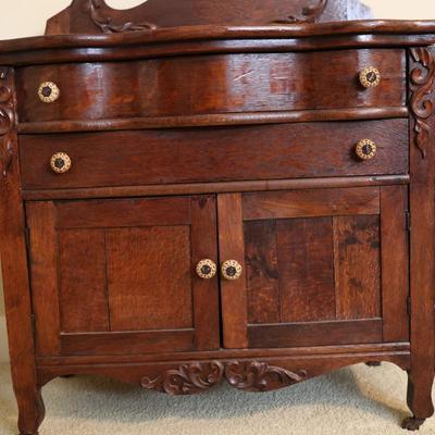 Antique Buffet with Two Drawers & Cabinets