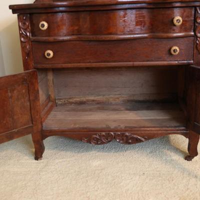 Antique Buffet with Two Drawers & Cabinets